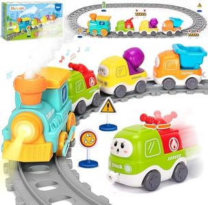 Electric Train Set for Toddlers, Realistic Steam Train Toys with Lights & Music for Kids, Magnetic Truck Toys for Toddler 1-3-5, Christmas Birthday Gifts for 1 2 3 4 5 Year Old Boys Girls