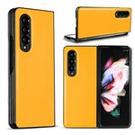 AKABEILA Case for Samsung Galaxy Z Fold 3 5G, Premium PU Leather Case Soft Slim Non-Slip Plain Texture Phone Case Folding Cover for Galaxy Z Fold3 5G 7.6" Yellow