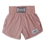 FLUORY Muay Thai Shorts Simple Stylish Boxing Shorts Soft Smooth Nylon Fighting Frapple Workout Shorts, Pink, Large