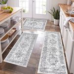 Pauwer Farmhouse Kitchen Rugs Sets 3 Piece, Kitchen Runner Rugs Non Slip Washable, Boho Kitchen Mats for Floor, Vintage Kitchen Floor Mat Carpet Runner for Hallway Laundry Room