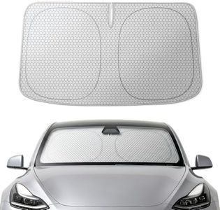 WOLFBOX Graphene Windshield Sun Shade Tesla Model Y/Model 3, Ice Silk Technology Advanced Heat Dissipation Fabric, Blocks 99% UV&Infrared Rays for Model Y Juniper/Model 3 Highlands(56.30''L*37.01''W)