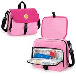 CURMIO Insulin Cooler Travel Case, Portable Diabetic Supplies Organizer with Insulated Pocket and Shoulder Strap for Insulin Pens and Diabetic Supplies, Pink