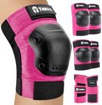 Tanden Skating Protective Gear Kids Knee Pads and Elbow Pads Set, Bike Knee Pads for Kids Wrist Guards for Roller Skating Toddler Knee and Elbow Pads Pink