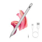 TECPHILE USI 2.0 Stylus Pen for Chromebooks, 110 Hours Battery Life, Type-C Charging, Palm Rejection, for Amazon Fire Max 11, Lenvo, Samsng, ASUS, HP, Acer, Google Pixel Tablet, Silver