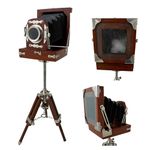 Antique Vintage Look Film Camera Wooden Tripod Collectible Studio Gift Item Brown Color (22 Inches)