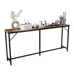 Yusong 71'' Long Console Table Sofa Tables Behind Couch, Narrow Entryway Table Skinny Tall Pub Bar Height Table for Living Room, Rustic Brown