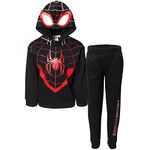 Marvel Spider-Man Avengers Fleece Cosplay Pullover Hoodie and Jogger Pants Outfit Set Toddler to Big Kid Sizes (2T - 18-20), Miles Morales, 7-8