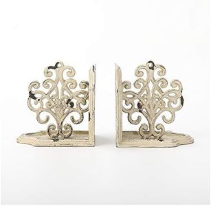 Jemeni Medallions Bookends Decorative, Heavy Duty Book Ends, Shabby Chic White