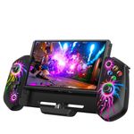 HELLCOOL Switch Pro Controller for Switch/OLED,One-Piece Switch Joycon Grip with Hall Effect Joystick,Switch Controller for Handheld with Turbo/Programmable/6-Axis/Vibration/RGB/4 Card Slot
