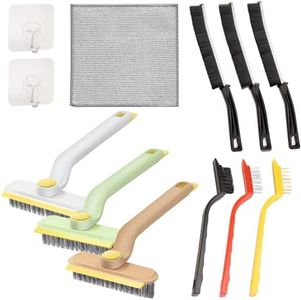 SHBAOCH Hogar Cepillo Limpieza Duras 12 Piezas, 3 Piezas Cepillo Giratorio Limpieza 360°, 3 Piezas Cepillos para Grietas,3 Piezas Cepillo Cerdas para Baño, Cocina