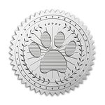 CRASPIRE 2" Gold Foil Sticker Dog Paw Print 100pcs Certificate Seals Silver Embossed Round Wreath Gold Certificate Seal Stickers for Envelopes Invitation Card Diplomas Awards Graduation