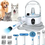 OMTech Dog Grooming Kit with 2L Dust Cup, Professional Low Noise Pet Grooming Vacuum Kit Suction 99% Pet Hair with 5 Grooming Tools for Dogs Cats and Other Animals