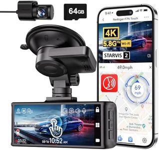 REDTIGER 4K Dash Cam Front and Rear, Touch Screen 3.18 Inch, Voice Control, 5.8GHz WiFi Car Dash Camera with 64GB Card, GPS, UHD 2160P Night Vision, WDR, Emergency Lock, Parking Monitor (F7N Touch)