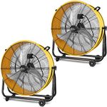 Simple Deluxe 24 Inch Heavy Duty Metal Industrial Drum Fan, 3 Speed Air Circulation for Warehouse, Greenhouse, Workshop, Patio, Factory and Basement - High Velocity, Yellow