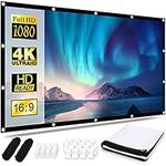 Projector Screen 100 Inch, Portable Movie Screen 16:9 HD 4K Foldable Theatre Cinema Screen, Double Sided Projection Screen for Outdoor School Home Office, 221cm(W) X 125cm(H) Matte White Widescreen