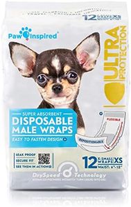 Paw Inspired Ultra Protection Disposable Male Wraps (Belly Bands) (12 Count, X-Small)
