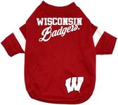 Pets First NCAA Wisconsin Badgers T-Shirt for Dogs & Cats. Size Small. Football/BASKTBALL Dog Shirt for College NCAA Team Fans. New & Updated Fashionable Stripe Design