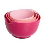 BoxedHome Rose Gradient Nesting Plastic Mixing Bowl Set with Pour Spout, Microwave and Dishwasher Safe, BPA Free Non-Slip Base, Set of 4 Size 1.7, 2.5, 3.5 and 4.5qt, Great for Prepping, Baking