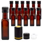 Cornucopia 4oz Olive Oil Bottles (12-Pack); Empty Sauce/Condiment Bottles w/Dripper Inserts, Caps, and Seals