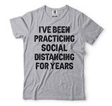 Silk Road Tees Mens Funny Introvert Tee Shirt Social Distancing Chamption T-Shirt - gray - Large