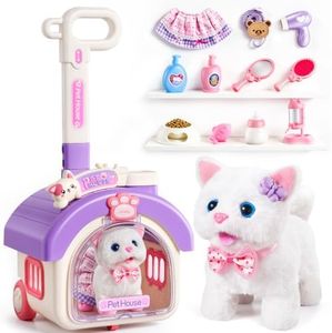 MEWOCHEE Cat Toys for Kids Girls, Interactive Robot Cat Toy for Girl 4 5 6 7 8 Year Old, Dress Up for Little Cat, Pretend Play Toddlers Girl Toy for 5-7 6-8, Ideas Birthday Gifts for Girl 5 Year Old