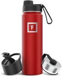 IRON °FLASK Camping & Hiking Hydration Flask with 3 Lids - Stainless Steel, Double Walled & Vacuum Insulated Water Bottle - Leak Proof & BPA Free (Fire Red, Spout - 22 oz)