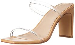 The Drop Women's Avery Square-Toe Two-Strap High Heeled Sandal, Clear, 13