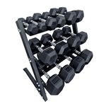 Extreme Fitness Hex Dumbbell Rubber Weights Set & Storage Rack - 7 Pair Of Dumbbells 2.5kg 5kg 7.5kg 10kg 15kg 20kg 30kg