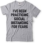 Silk Road Tees Mens Funny Introvert Tee Shirt Social Distancing Chamption T-Shirt - gray - Large