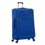 Aerostar Extra Large 32” Lightweight Softshell Expandable Suitcase, Check in Luggage 4 Wheels with Integrated Combination Lock (Royal Blue, 162 litres)