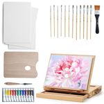 ARTIFY Table Easel Set, Desktop Artist Easel with 12 Colors Acrylic Paints, 13Pcs Brushes, 3 Canvas Panels, 1Pcs Wood Palette and 1Pcs Palette Knives, Gift for Artists, Kids, Adults