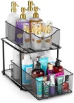 Sorbus 2 Tier Metal Under Sink Organizer for Bathroom, Kitchen, Strong Steel Mesh Sliding Drawers for Under Sink, Under Cabinet, Closet, Kitchen, Pantry, Bathroom Organizers and Storage (Black)