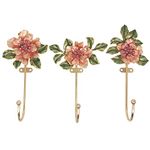 Tricune Vintage Flower Shaped Decorative Wall Hooks Rack Hangers for Hanging Clothes Coats Towels Keys Hats, 3 Pack Antique Metal Mounted Wall Hook