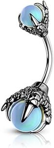 CM Crareesi Mania Skull Hand Halloween Belly Button Rings Natural Stone Claw Piercing Navel Rings for Women, metal, cubic-zirconia,