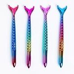 Toyseum 12 x Mermaid Fin Pens, Pretty Party Bag Fillers for Girls Party Bags, Mermaid Toys Gifts and Stationary Pen Sets for Girls, Set of 12 (4 Unique Colours)