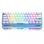 Womier Wk61 60% Keyboard, Hot-Swappable Keyboard Ultra-Compact Rgb Gaming Mechanical Keyboard W/Pudding Keycaps, Linear Red Switch, Pro Driver/Software Supported - Glacier Blue, USB