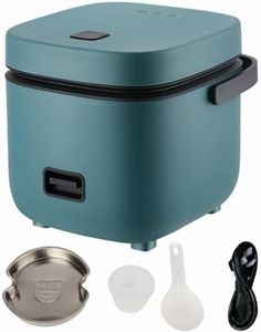 1.2L Mini Rice Cooker Keep Warm Travel Small with Removable Nonstick Pot Steaming Dish Rice Spoon and Measuring Cup (Blue)