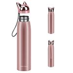 Cute Cat Water Bottle, AIMMIE Stainless Steel Insulated Water Bottles Vacuum Travel Coffee Mug for Kids Girls Women Leak-Proof Cat Insulated Water Bottle, 320 ml/10.8 oz