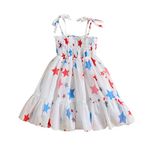 CREAIRY Toddler Baby Girl 4th of July Outfit Stars Lace Tulle Tutu Dress Independence Day Sleeveless Princess Dresses, White, 2-3T