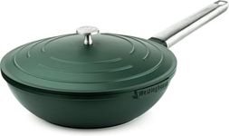 Westinghouse Performance Series Large Wok Non Stick - 28cm Induction Wok with Lid - Lightweight Cast Aluminium - for Induction Hobs All Others & Oven Proof - Stainless Steel Handle - Green WCCW0095028