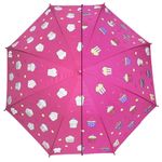 KARBD Colour Changing Magic Umbrella When Wet for Children Kids Boys Girls Windproof Cartoon Print Automatic 1 Fold Round Handle Sun Protection Rains Umbrella (Dark Pink Colour Cup Cake Design)