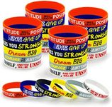 30 Pieces Inspirational Rubber Bracelet Motivational Quotes Silicone Bracelets Adult Stretch Wristbands Rubber Motivational Gifts for Men Women Teens Gym Kids Adults Party Favors,6 Designs (Unisex)