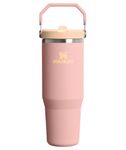 STANLEY IceFlow 2.0 Flip Straw Tumbler with Handle 20 oz | Twist On Lid and Flip Up Straw | Leak Resistant Water Bottle | Insulated Stainless Steel | BPA-Free | Peach Rose
