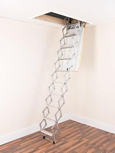 Alufix 9-Tread Concertina Loft Ladders - Ideal for tiny attic spaces | Easy DIY Fit | Aluminium | Floor to Ceiling 2.19m-2.46m (7.2ft-8.1ft)