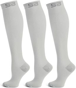 SB SOX 3-Pair Compression Socks (15-20mmHg) for Men & Women – Best Socks for All Day Wear! (L/XL, 03 – Solid Gray)