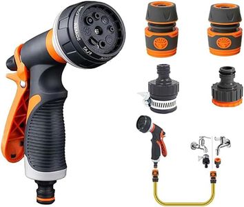 WEZCHUGHAOL 8 Adjustable Watering Patterns Garden Hose Nozzle - Slip Resistant Water Spray Nozzle for Plants, Lawn, Garden - Perfect for Washing Cars, Cleaning, and Showering Pets