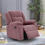 duroflex Avalon - Rocking & Revolving Single Seater Fabric Manual Recliner in Dusky Pink Colour