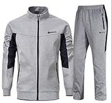 YSENTO Men's Tracksuits Set Outfits 2 Piece Jogging Suits Warm Up Running Track Sets Sweatsuits Grey L