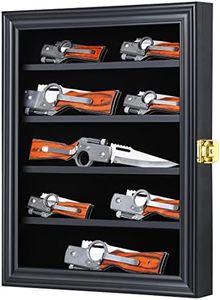 Jinchuan Knife Display Case - Pocket Knife Stand for Collections - Military Folding Knife Shadow Box Wall Cabinet with Uv Protection Acrylic Lockable,Small Black