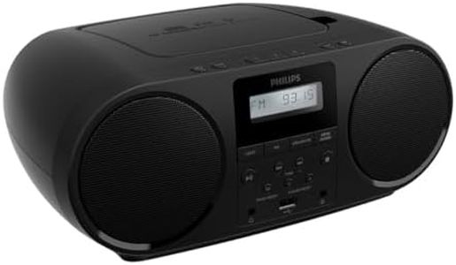 Philips Portable CD Player Boombox with Bluetooth, FM Radio, Dynamic Bass Boost Speakers, USB/Headphone Jack/Aux Input, All-in-One Compact Stereo Sound CD Player for Home, CD-RW/MP3 Playback